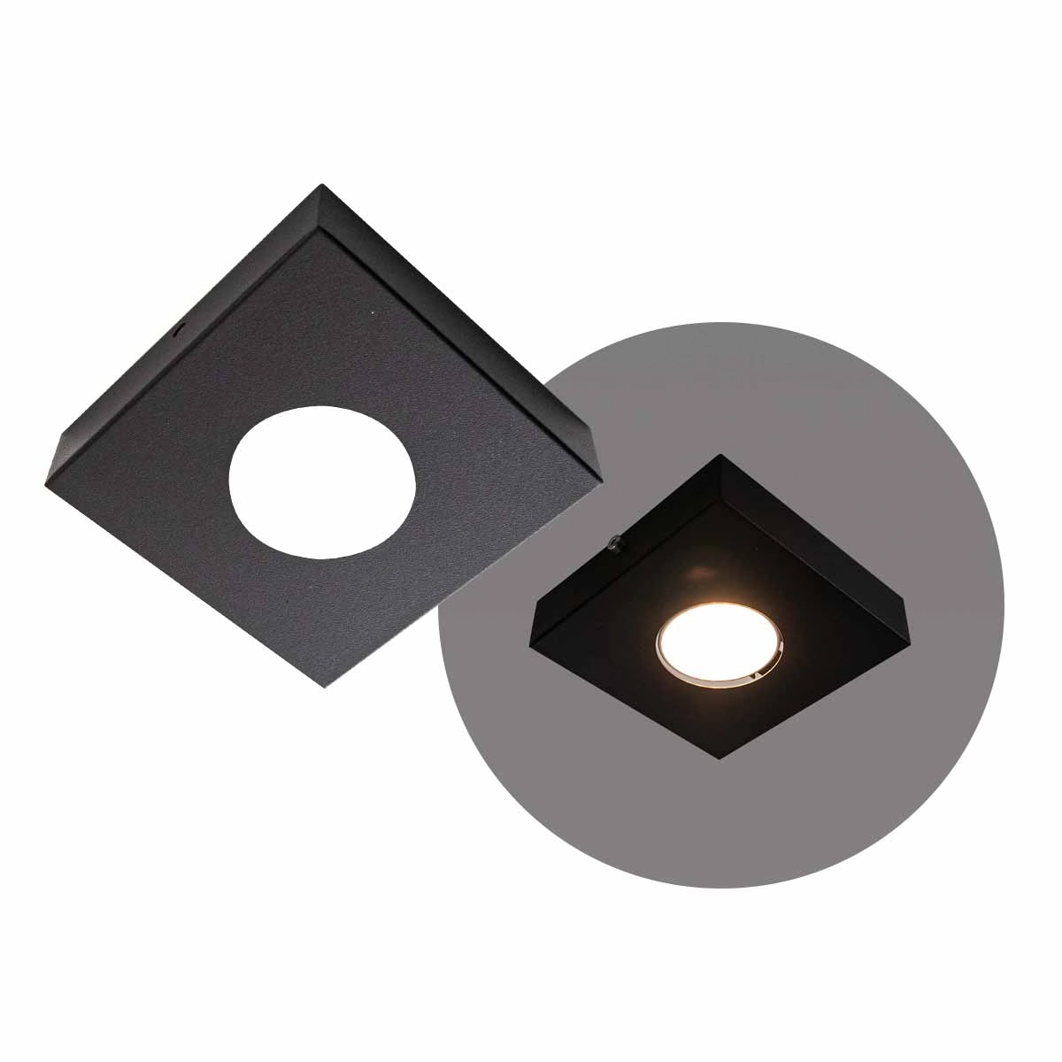 Spot Semi-embutido Quadrado Preto + Mr16 4,8w Br. Frio St3148