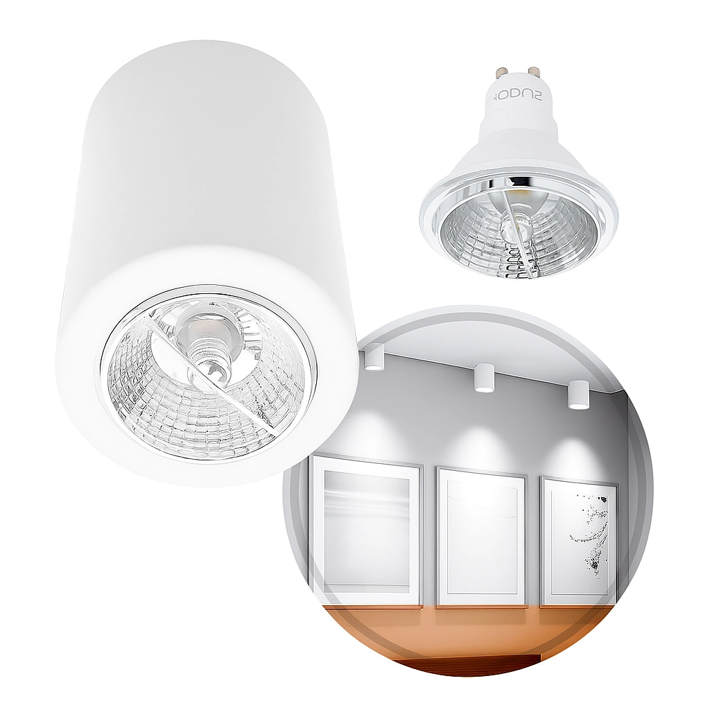 Plafon De Sobrepor Redondo Foco Fixo Branco + Led Ar70 Br. Frio St2951