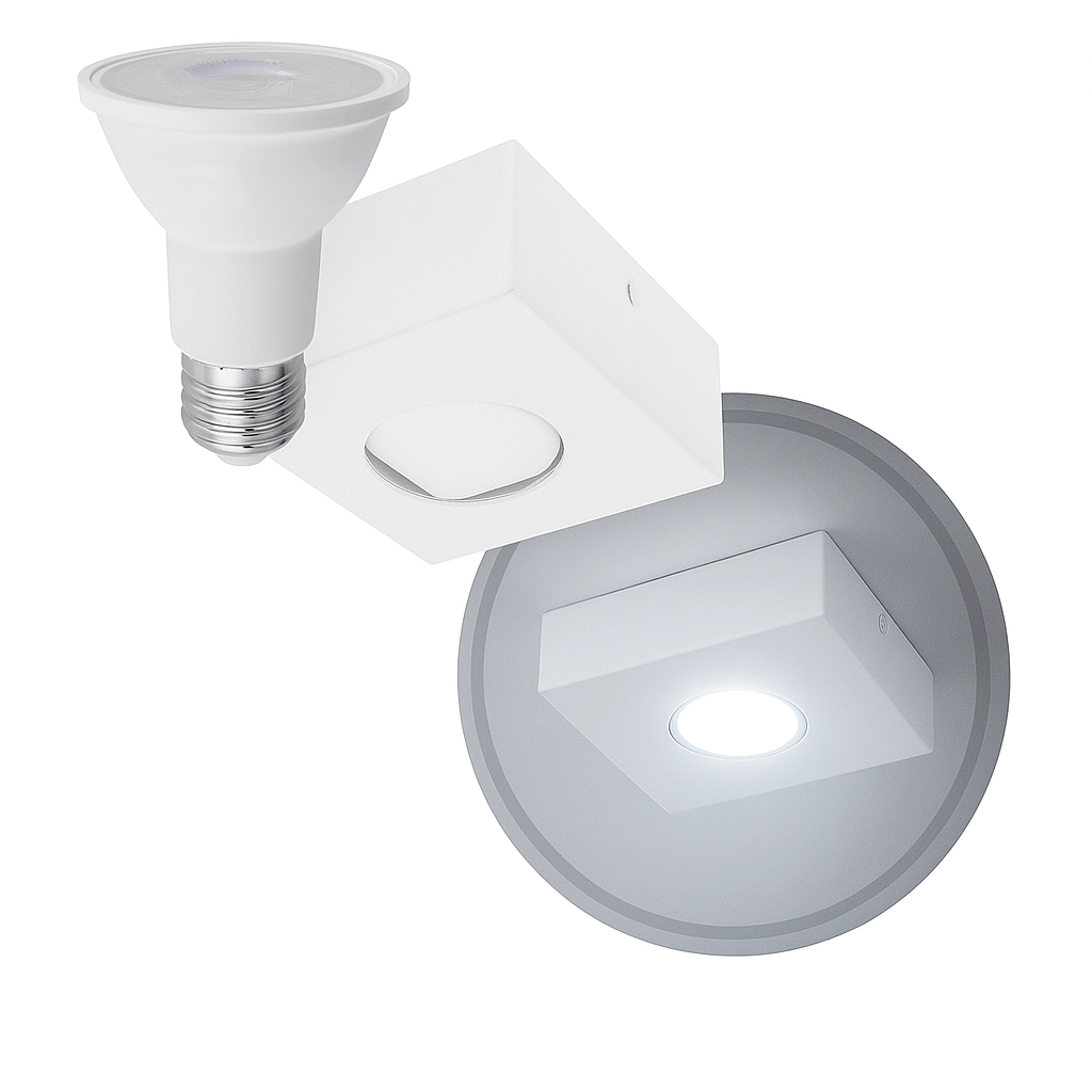 Spot Semi Embutido Fast Em Alumínio Branco + Led Par20 E27 Br. Frio St3239