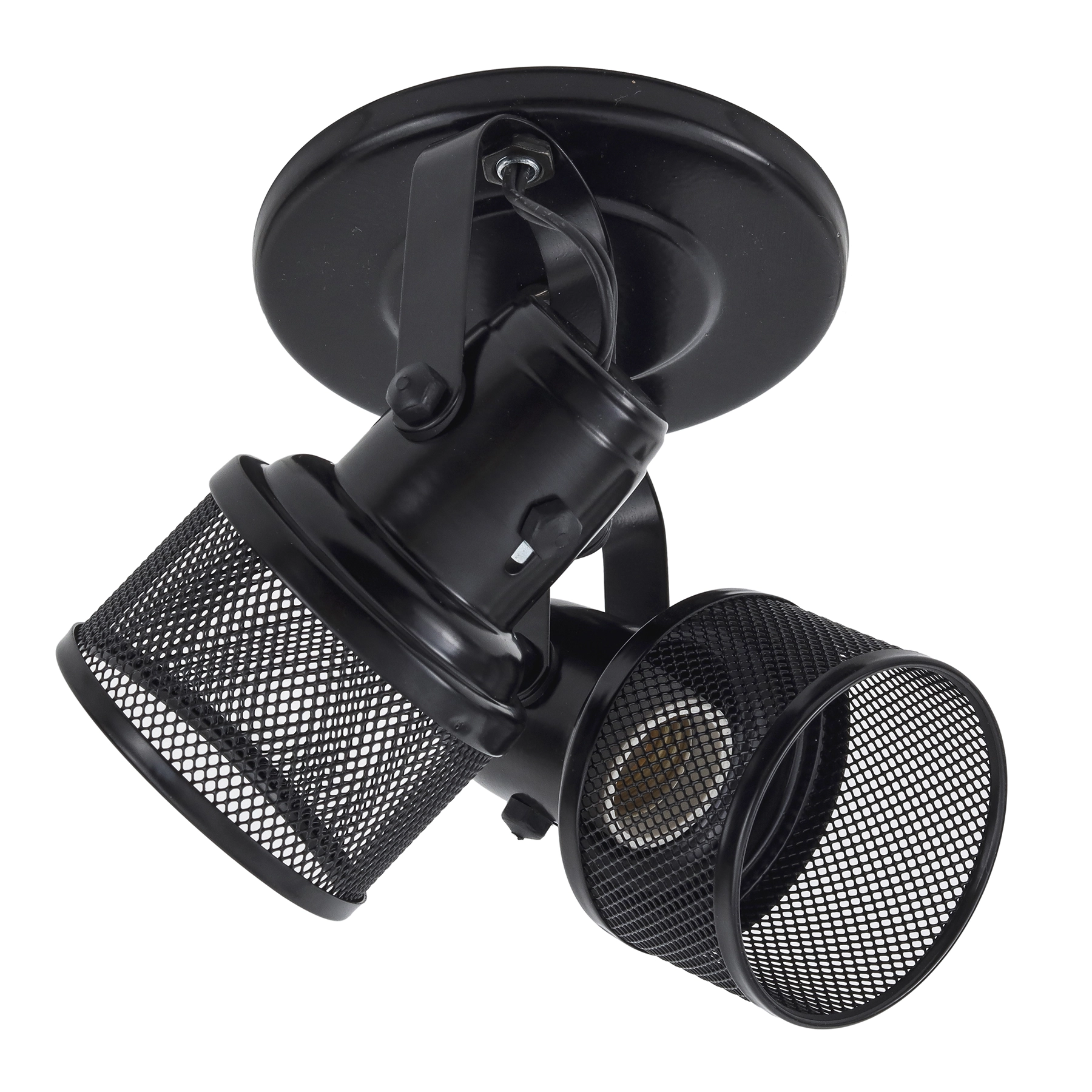 Spot de Sobrepor 2 Lâmpada Metal Preto Lanterna M.A Luz