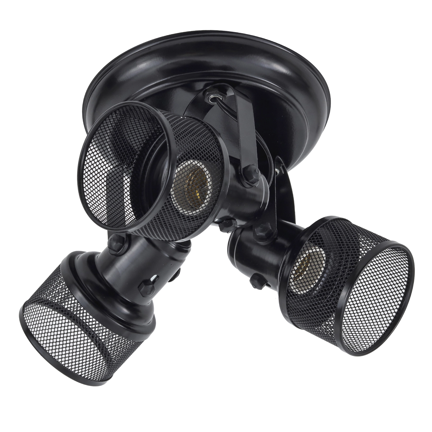 Spot de Sobrepor 3 Lâmpada Metal Preto Lanterna M.A Luz