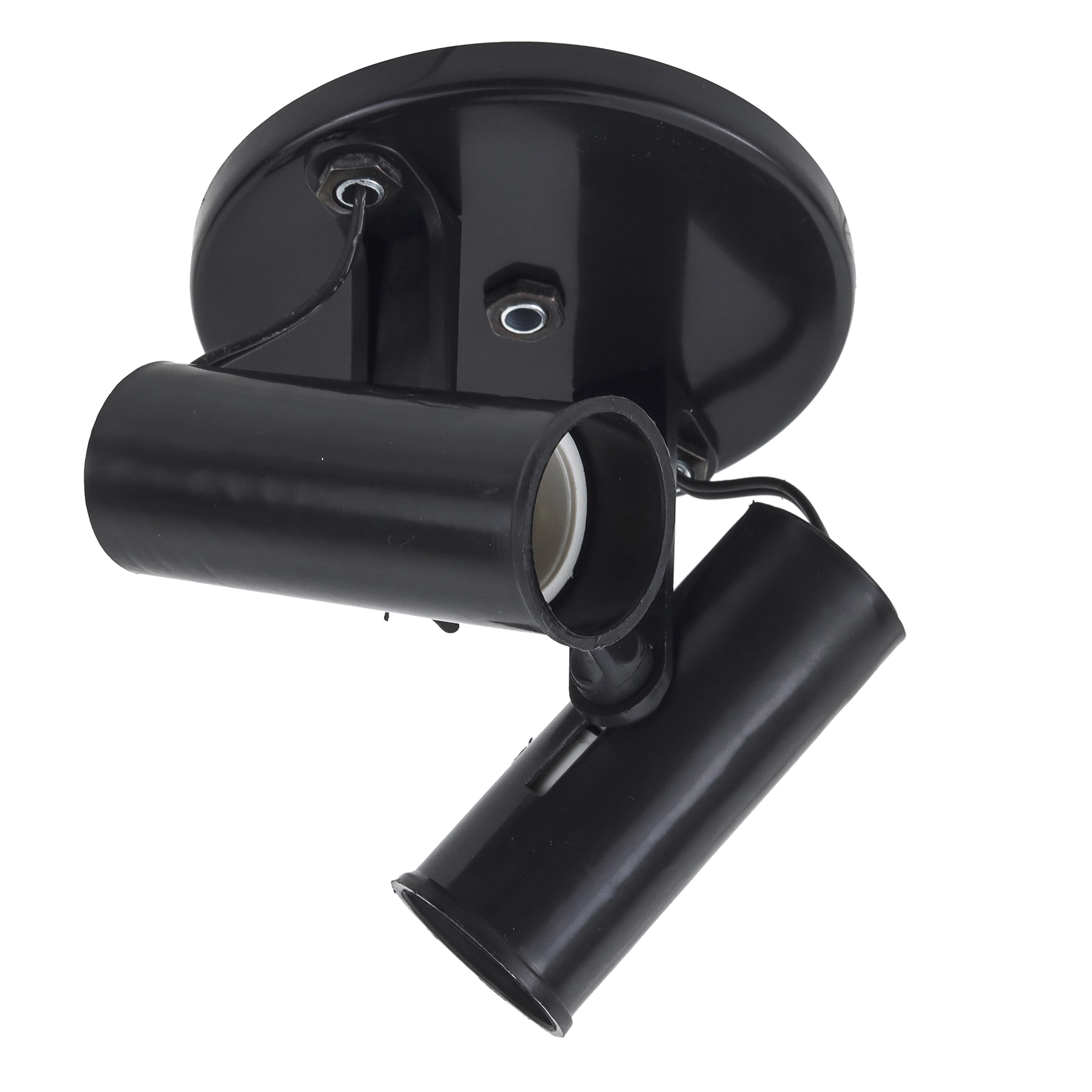 Spot de Sobrepor 2 Lâmpada Plástico Preto Duto M.A Luz