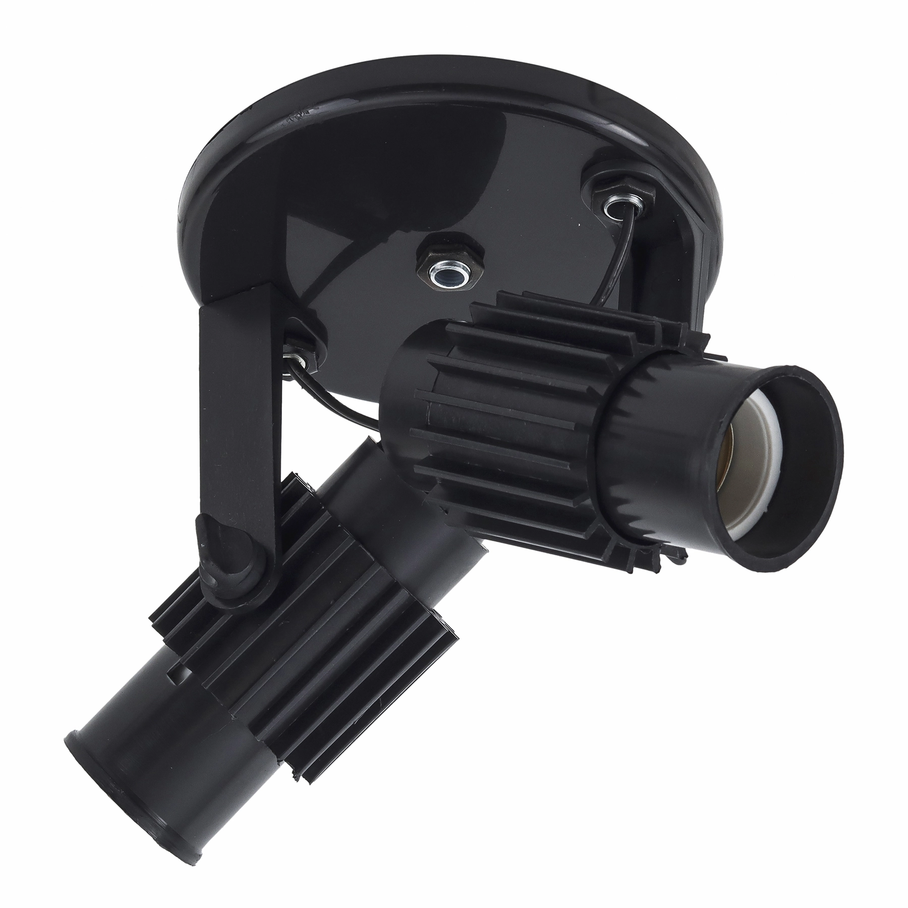Spot de Sobrepor 2 Lâmpada Plástico Preto Aletado M.A Luz