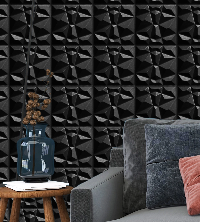 Kit 20 Placas Pvc 3d Revestimento De Parede Decorativa Diamante Preto 25 Cm