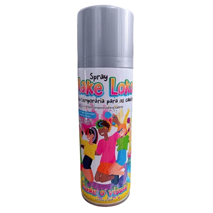 Tinta Spray P/cabelo Prata 120ml Make Mais