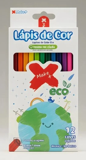 Lapis De Colorir Ecologico C/12 Cores Make Mais