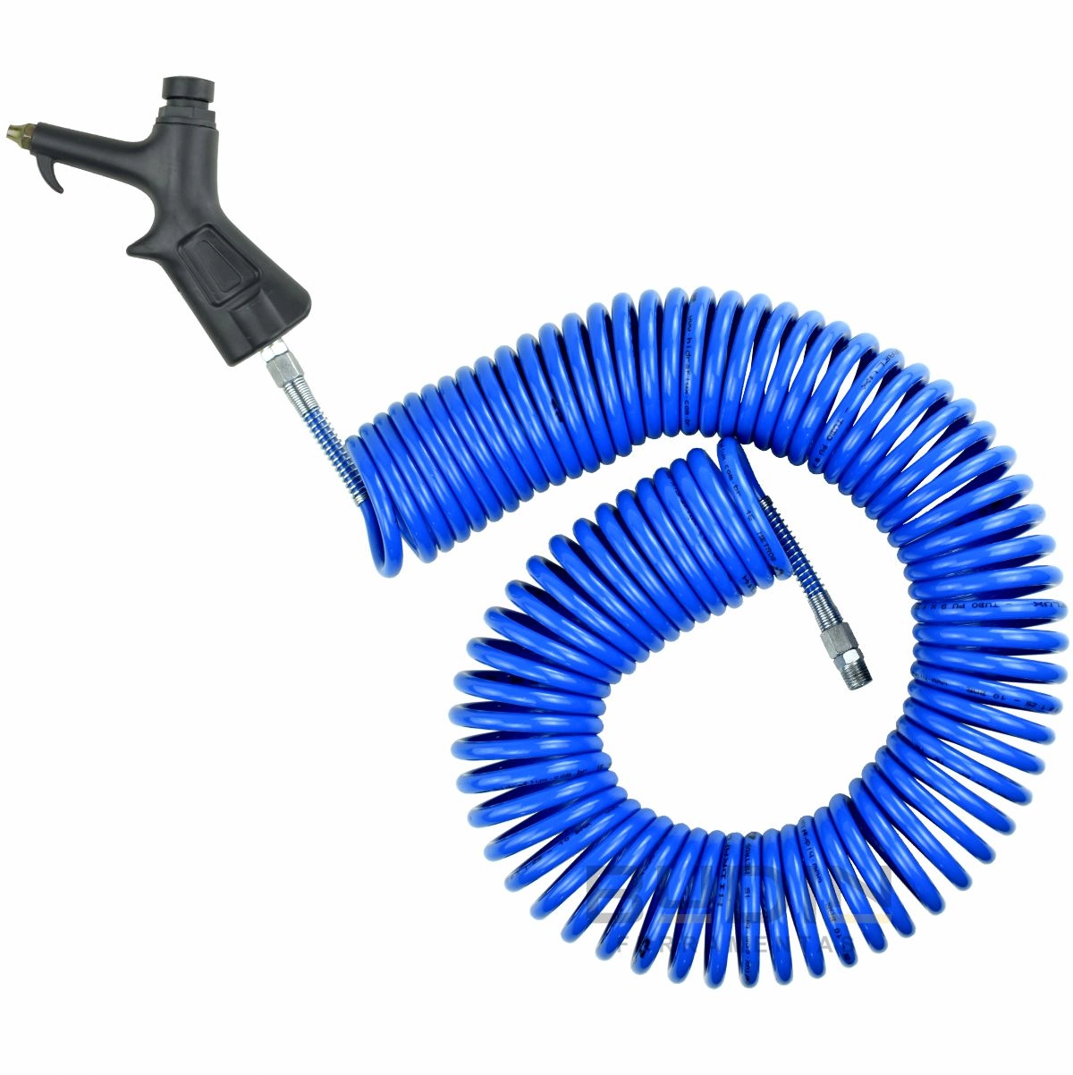 Mangueira Espiral 5 Mts X 8mm Em Poliuretano Terminais Macho 1/4 Pneumática Ar Comprimido Com Bico De Limpeza