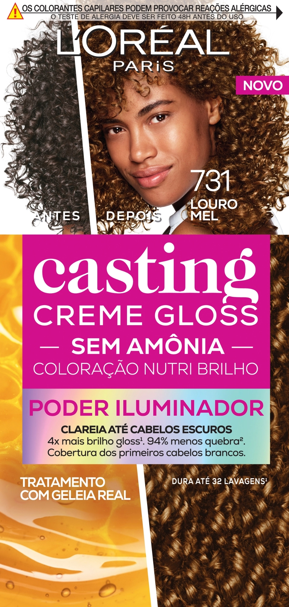 Kit Coloração Creme 731 Louro Acobreado Loréal Paris Casting Gloss