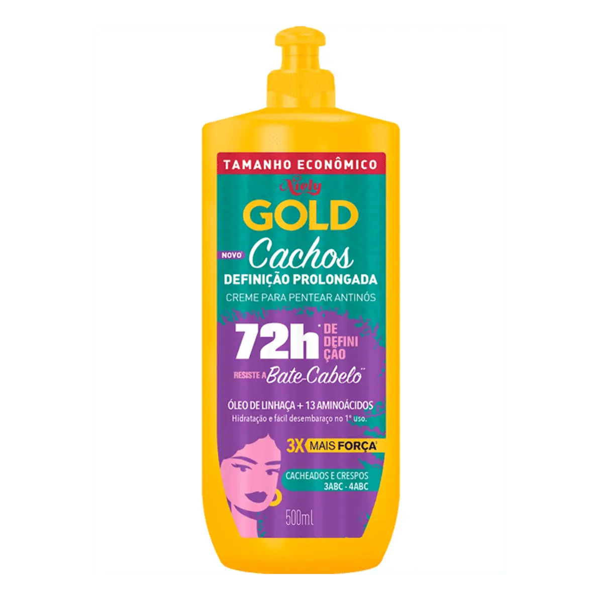 Creme para Pentear Niely Gold Cachos Definição Prolongada Frasco 500ml Tamanho Econômico