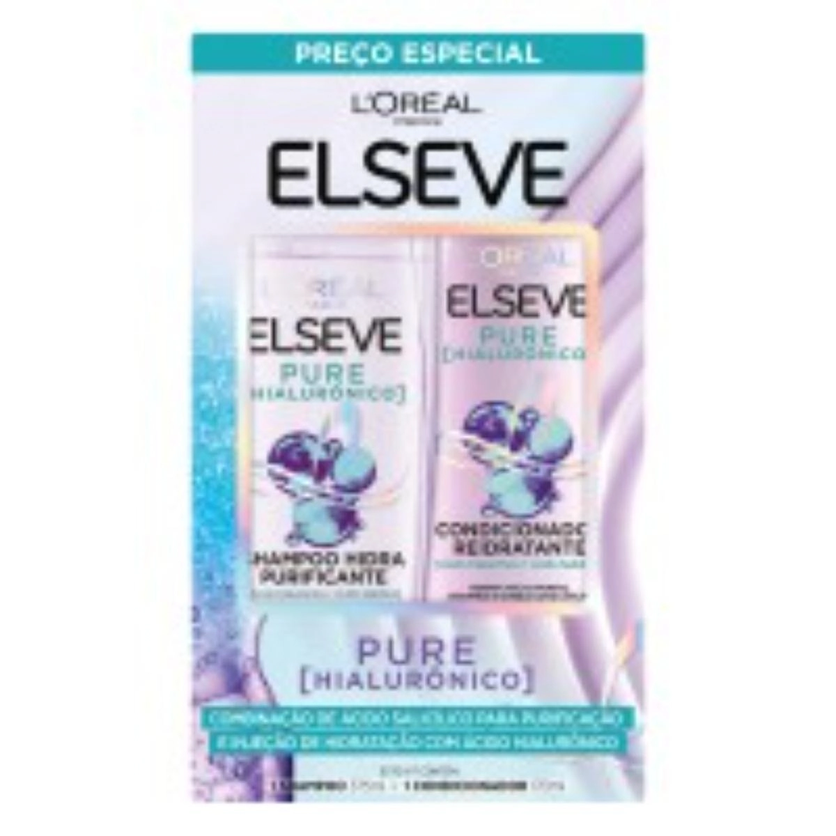 Kit Shampoo 375ml Condicionador 170ml Loréal Paris Elseve Pure Hialurônico