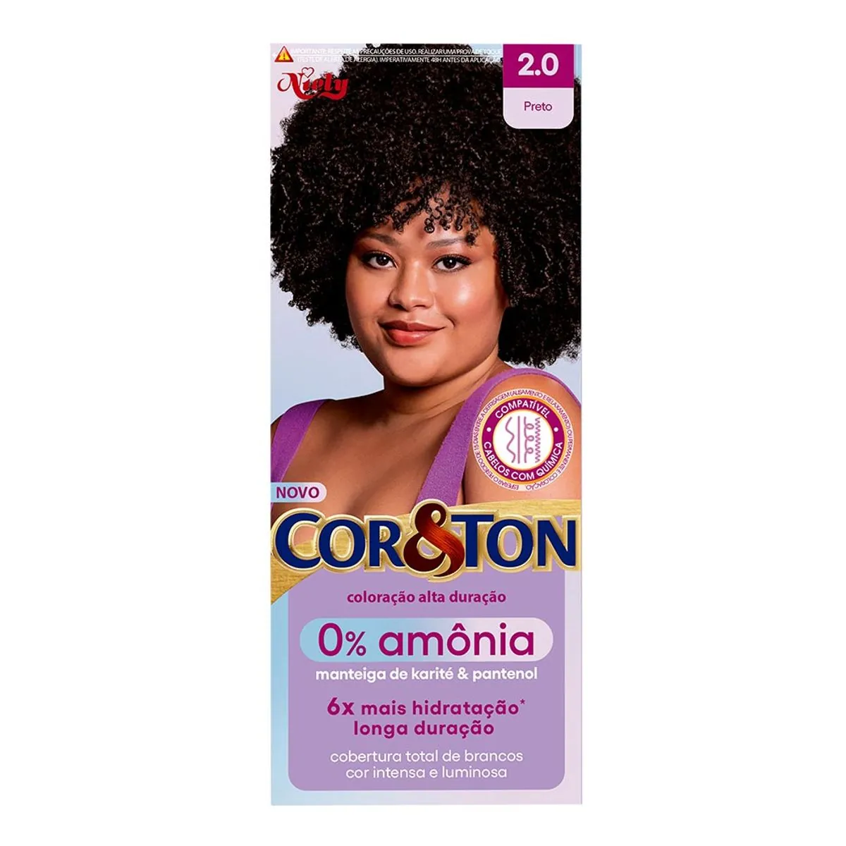 Kit Coloração Creme 2.0 Preto Niely Cor Ton