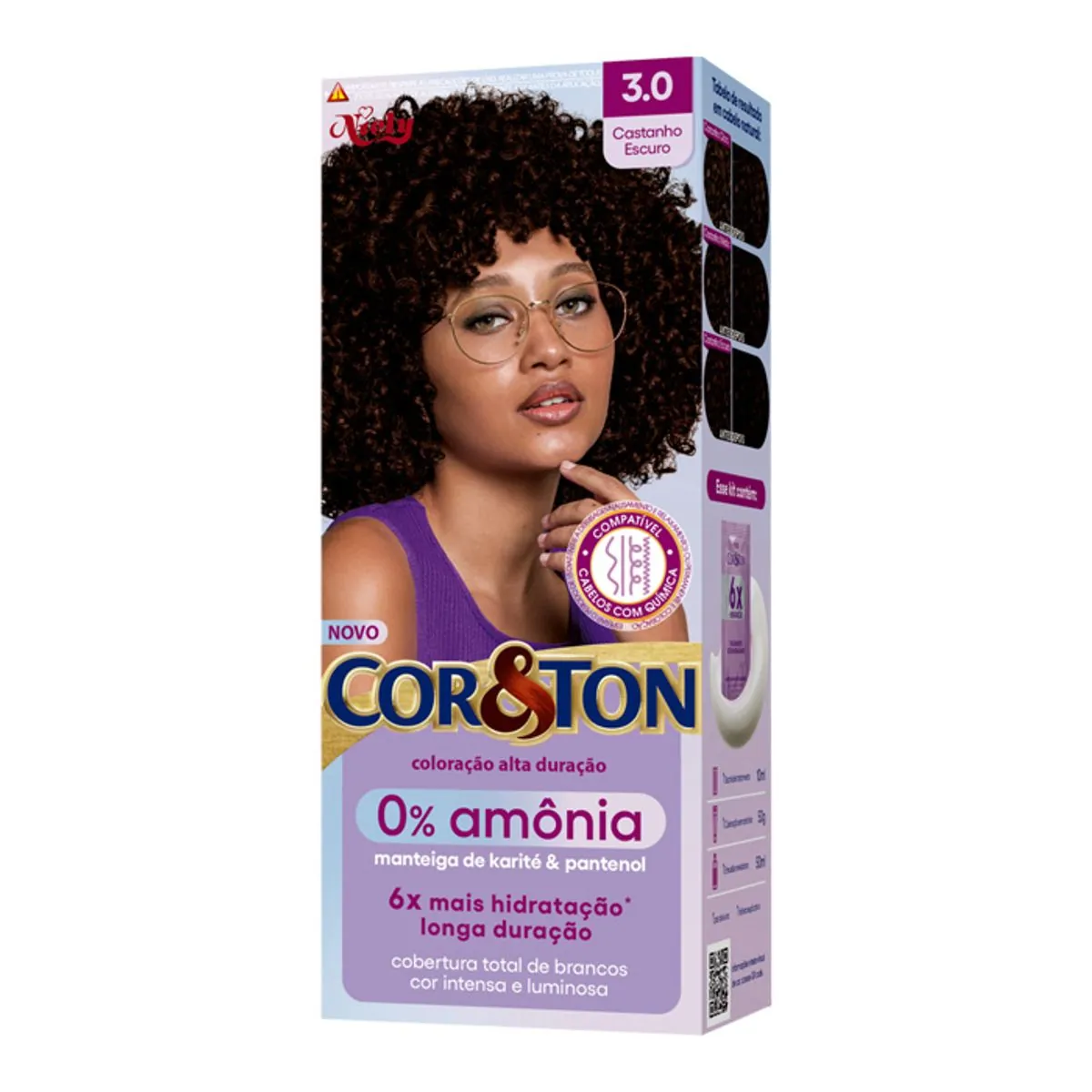Kit Coloração Creme 3.0 Castanho Escuro Niely Cor Ton
