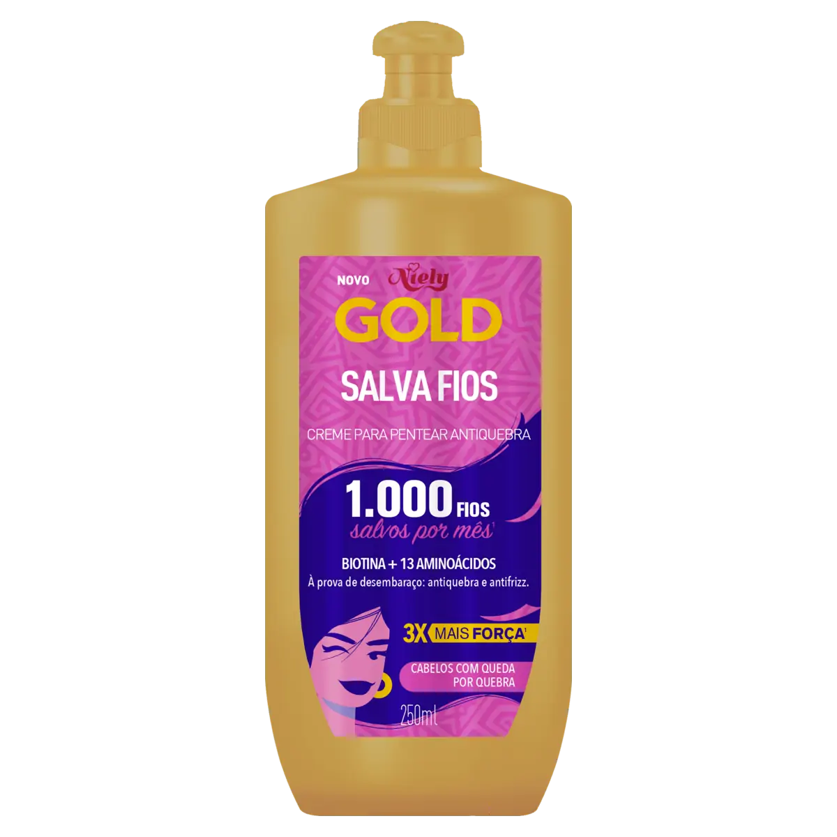 Creme Para Pentear Antiquebra Niely Gold Salva Fios Frasco 250ml