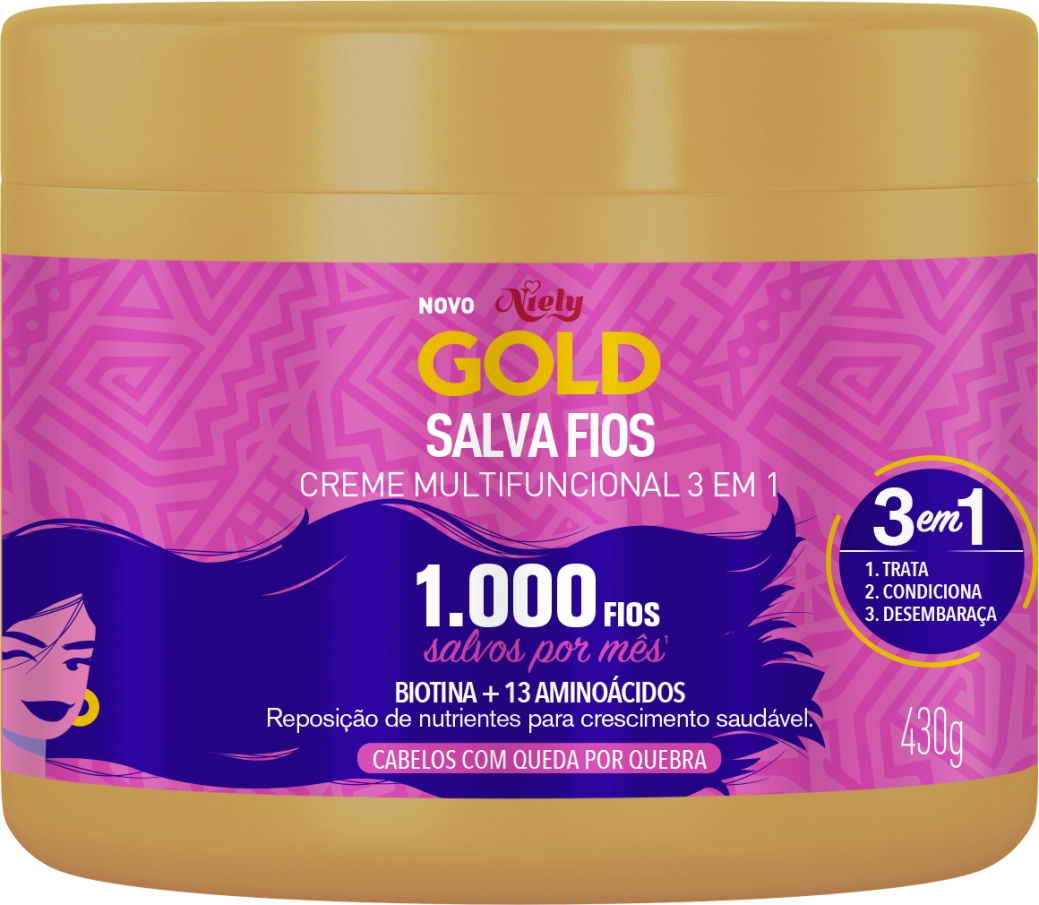 Creme Multifuncional Niely Gold Salva Fios Pote 430g