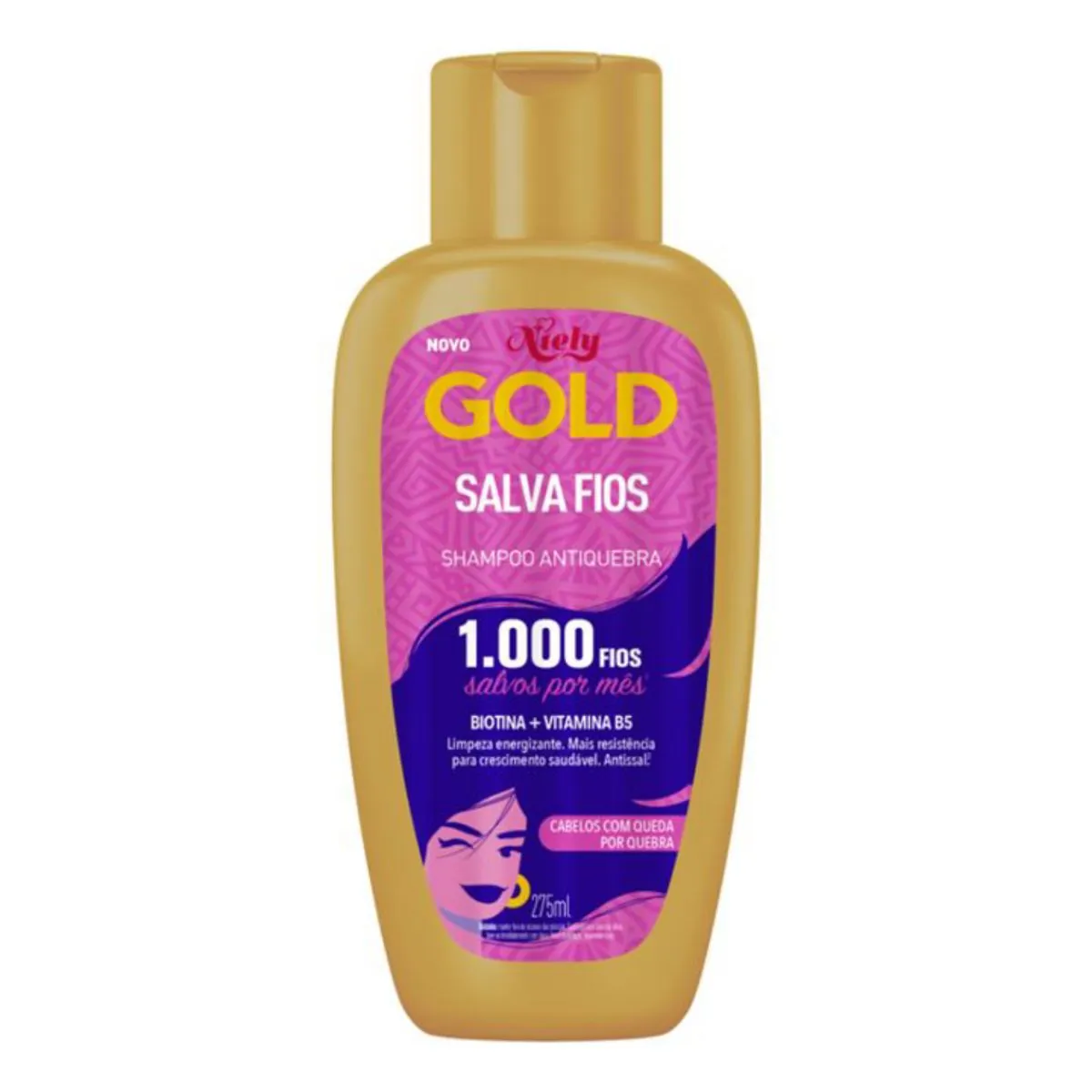 Shampoo Antiquebra Niely Gold Salva Fios Frasco 275ml