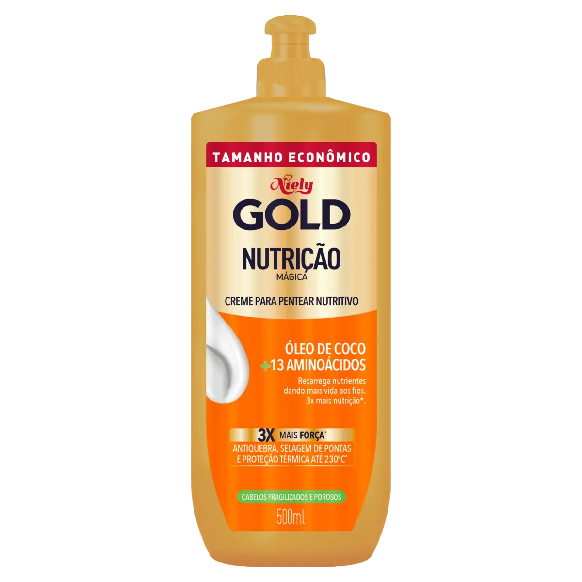 Creme para Pentear Nutritivo Niely Gold Nutrição Mágica Frasco 500ml Tamanho Econômico