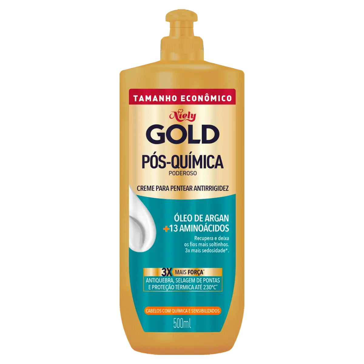 Creme Para Pentear Antirrigidez Niely Gold Pós Química Poderoso Frasco 500ml Tamanho Econômico