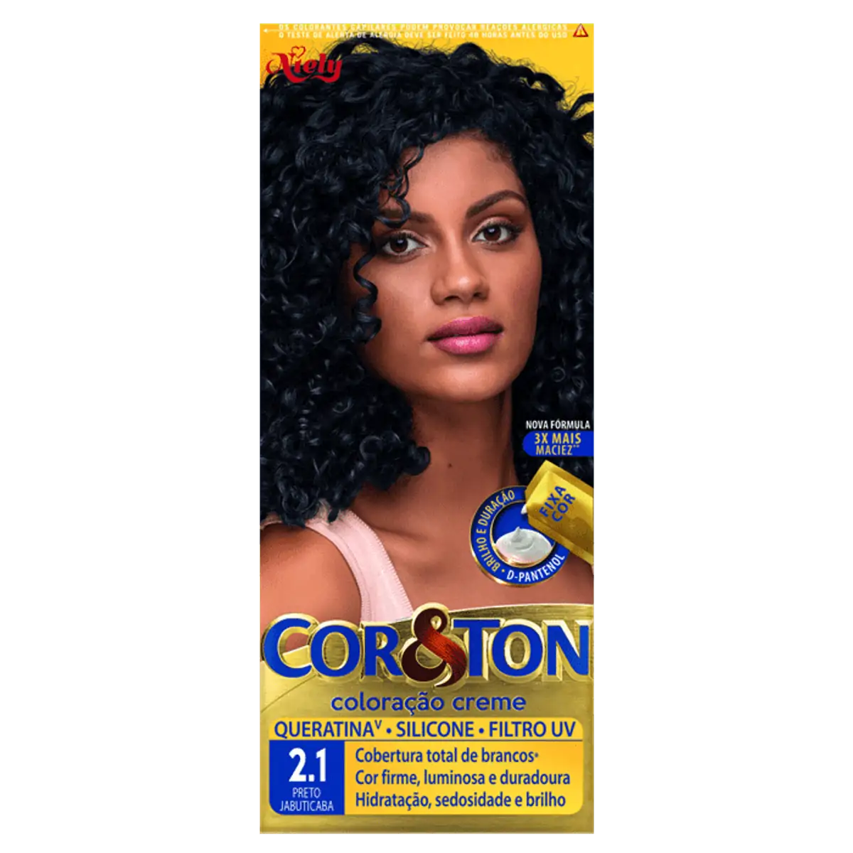 Kit Coloração Creme 2.1 Preto Jabuticaba Niely Cor Ton
