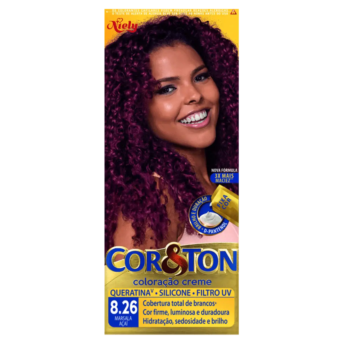 Kit Coloração Creme 8.26 Marsala Açaí Niely Cor Ton