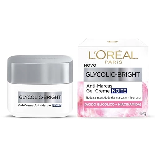 Gel Creme Antimarcas Noite Loréal Paris Glycolic Bright Caixa 49g