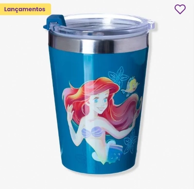 Copo Viagem Snap Ariel Mermaid 300ml