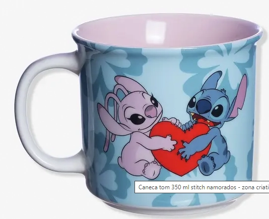 Caneca Tom 350ml Stitch Namorados Ean :7908623019580
