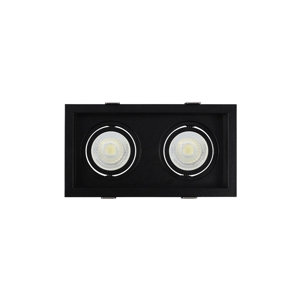 Spot De Embutir Recuado Nordecor Flea Duo Para 2 Lâmpadas Mr16 Gu10 Bivolt Preto 6332