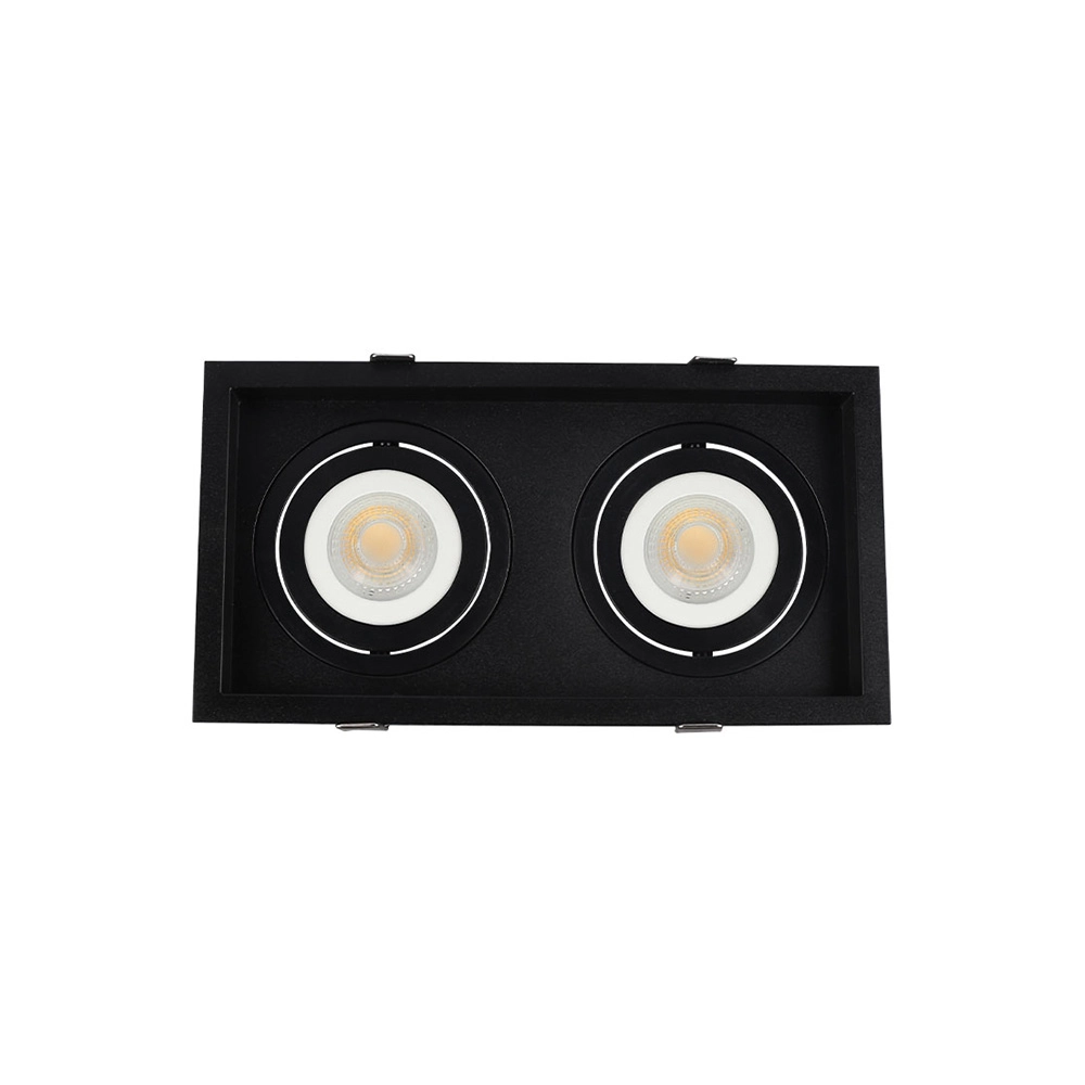 Spot De Embutir Recuado Nordecor Flea Duo Para 2 Lâmpadas Par20 E27 Bivolt Preto 6334