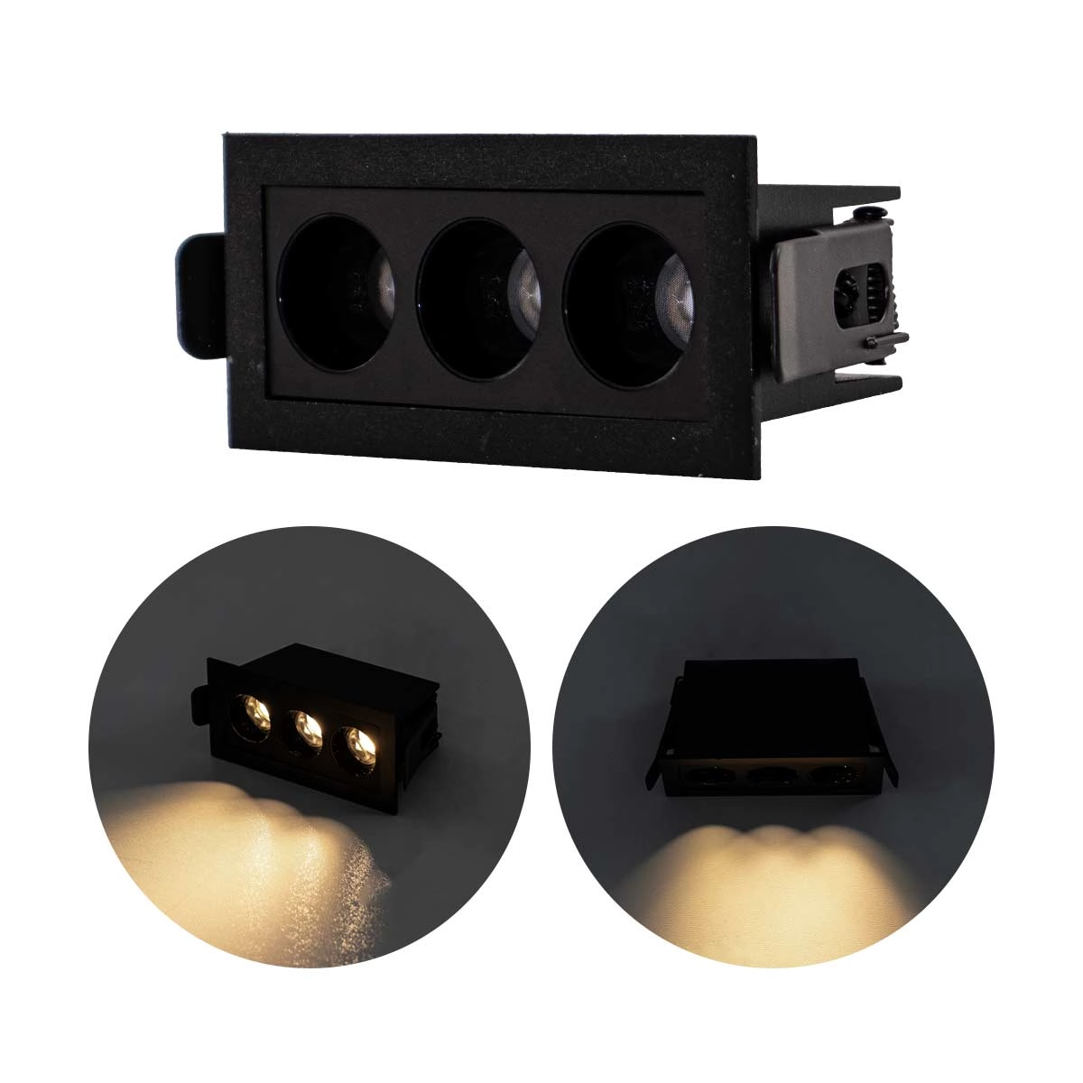 Spot Triplo Downlight Powerus Embutir Led 6w 3000k 6374 Nordecor St2991
