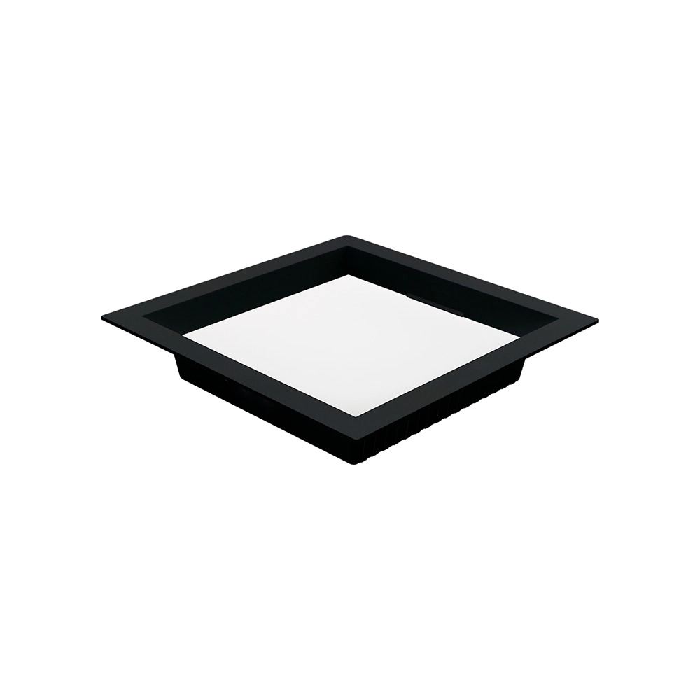 Painel De Led Nordecor Quadrado Kais De Embutir Recuado 18w Bivolt Preto 3000k Luz Amarela 4211