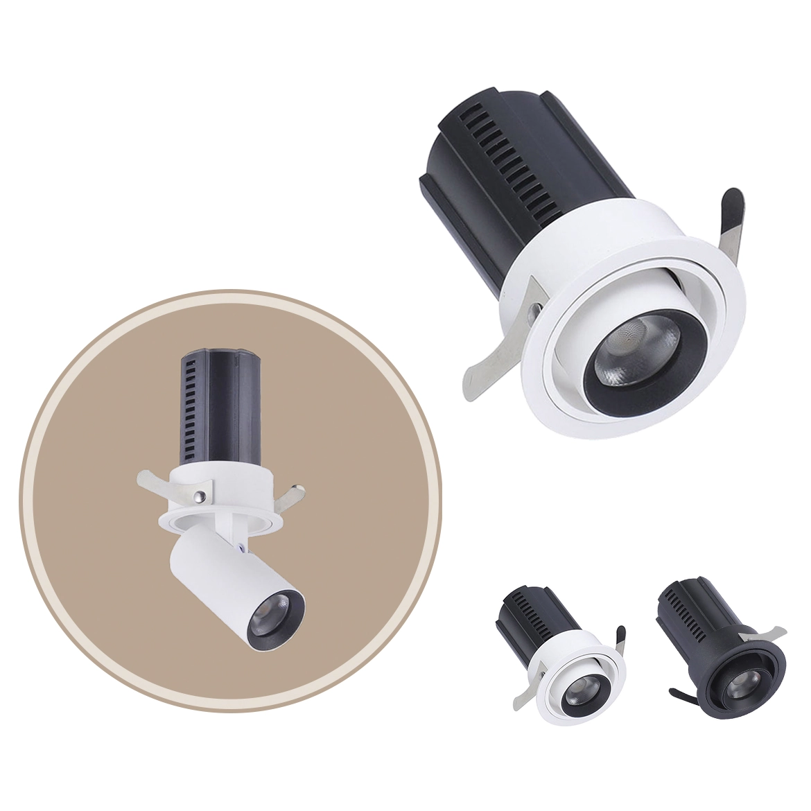 Spot Led Embutir Retrátil Aiva 24° 7w 2700k C/ Facho Direcionável 360° Br St2925