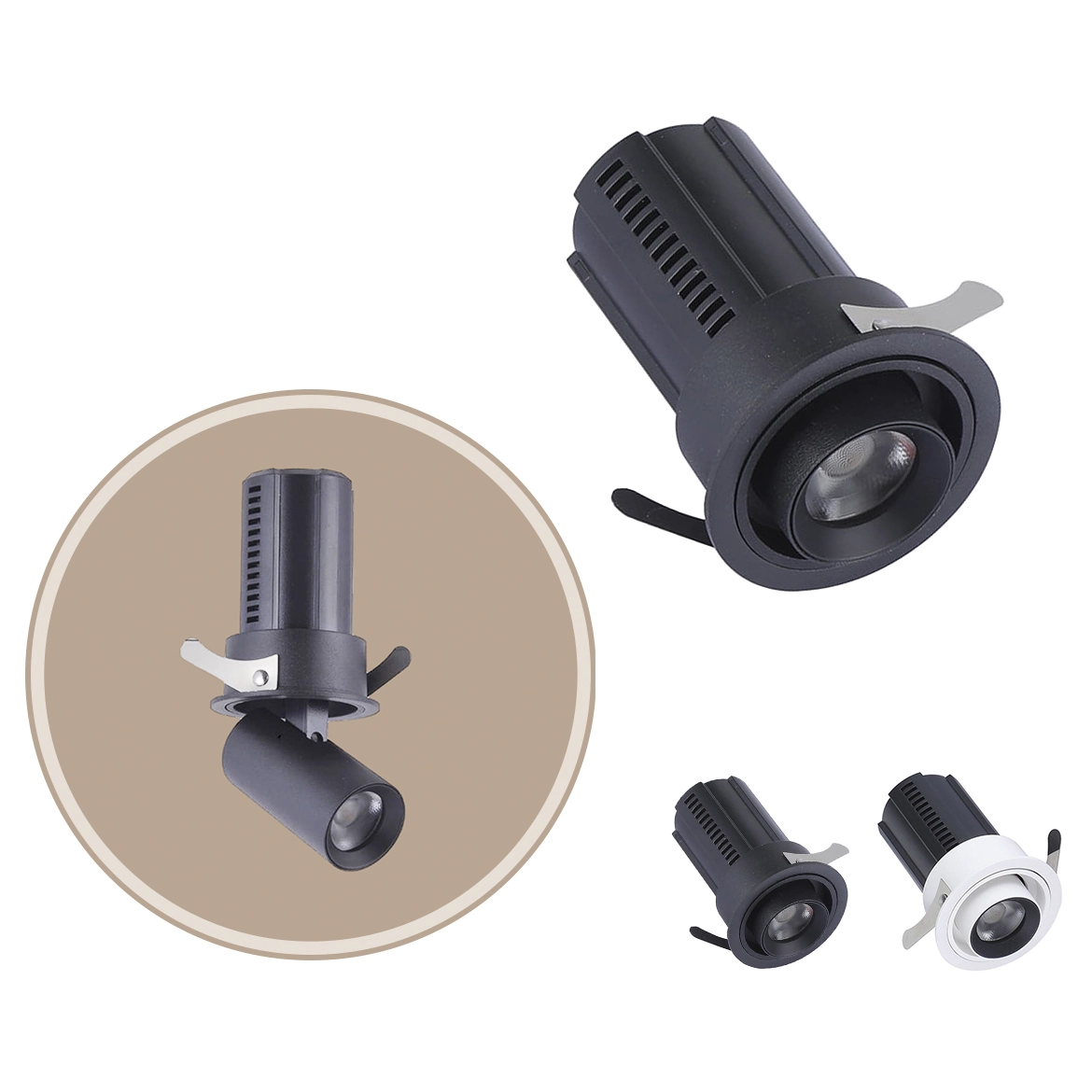 Spot Led Embutir Retrátil Aiva 24° 2700k C/ Facho Direcionável 360° Pt St2925