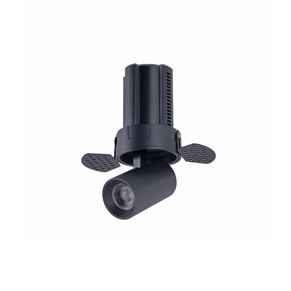 Spot De Embutir Nordecor Aiva Retrátil No-frame Redondo Led Alto Irc 97 12w Bivolt Preto - 2700k - Luz Amarela