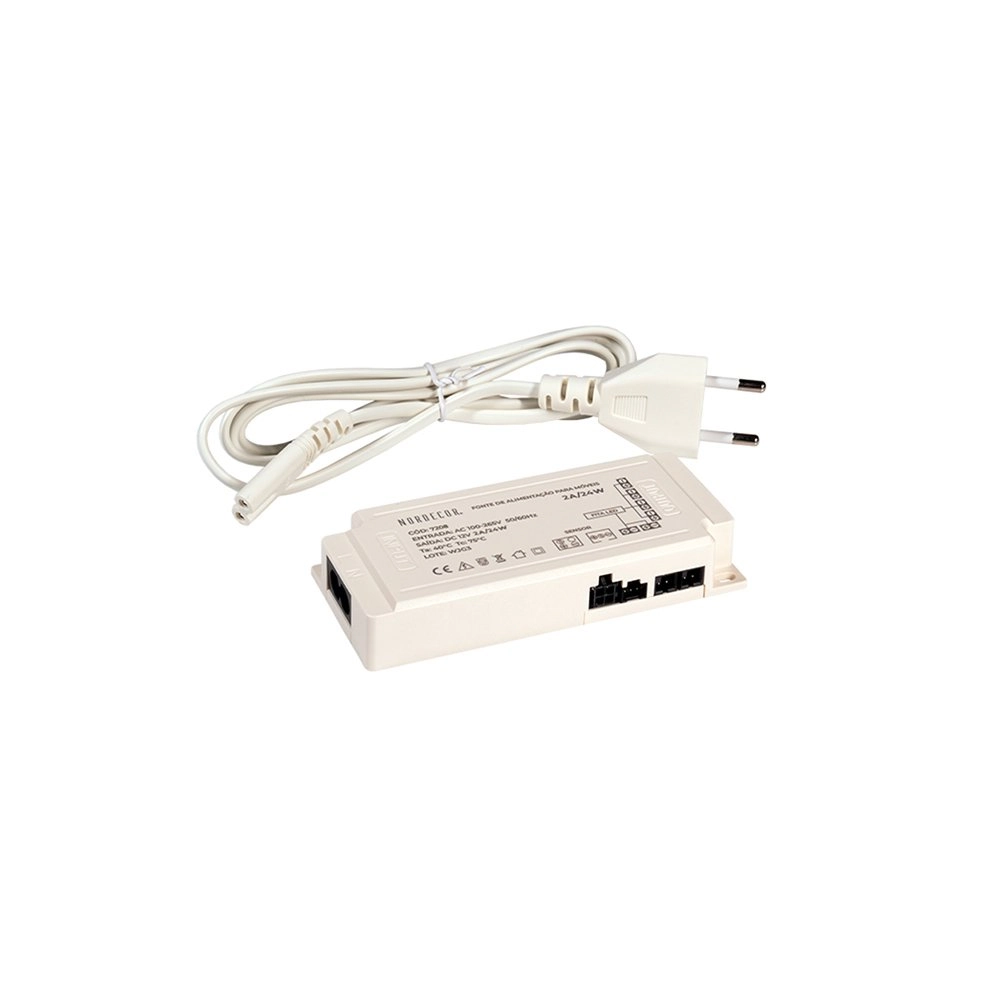 Fonte De Alimentação Para Móveis Nordecor 12v 2a / 24w Bivolt