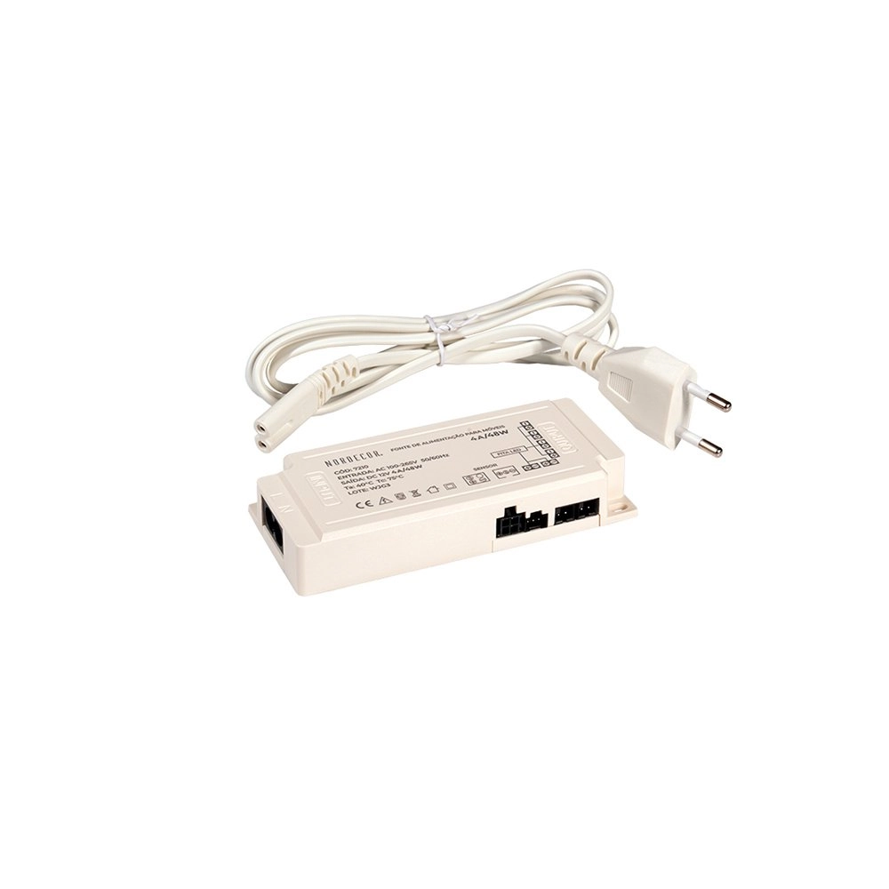 Fonte De Alimentação Para Móveis Nordecor 12v 4a / 48w Bivolt