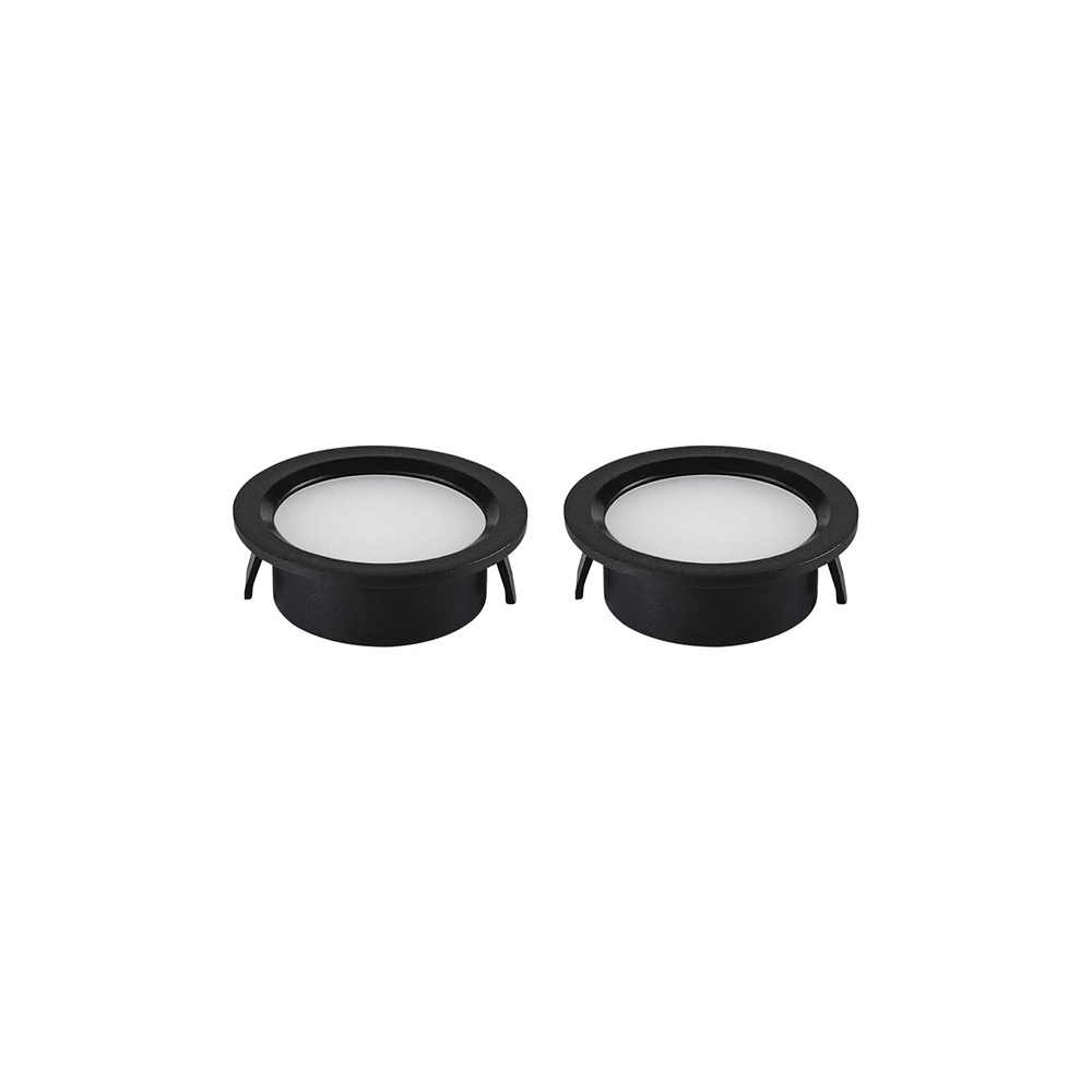 Kit 2 Spots De Embutir Para Móvel Nordecor Alua Redondo Led 2w Bivolt Preto 4000k Luz Neutra 6576