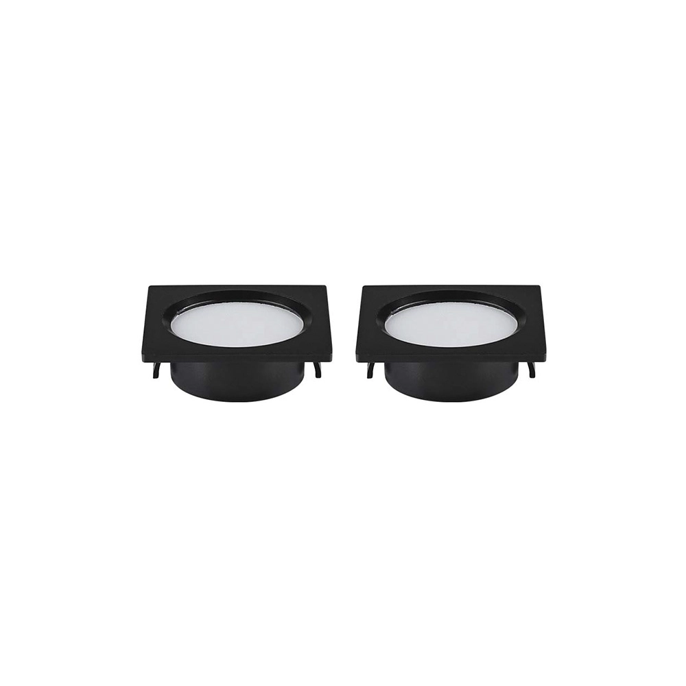 Kit 2 Spots De Embutir Para Móvel Nordecor Alua Quadrado Led 2w Bivolt Preto 4000k Luz Neutra 6578