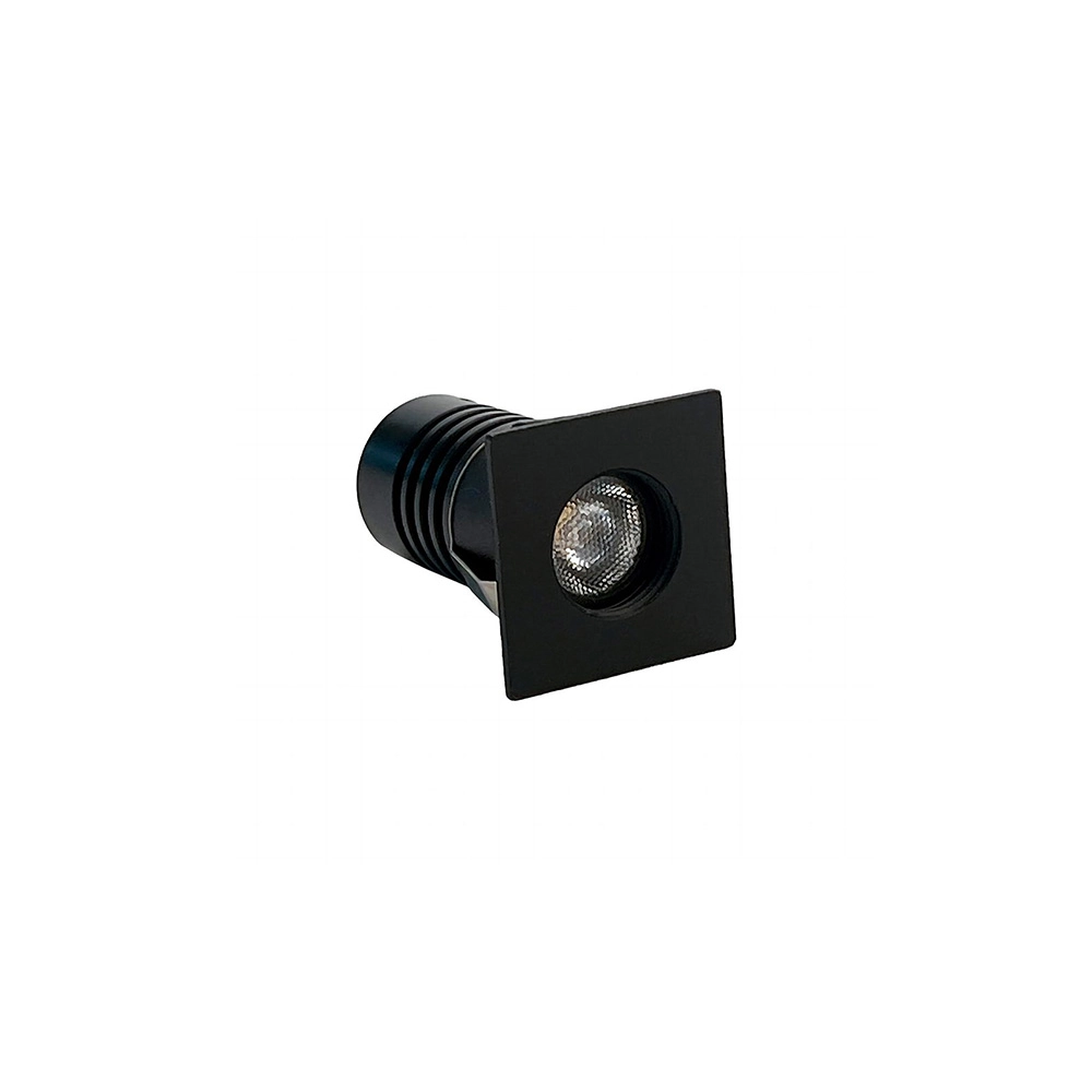 Spot De Embutir Nordecor Auko Mini Quadrado Led Alto Irc 90 1w Bivolt Preto 3000k Luz Amarela 6531
