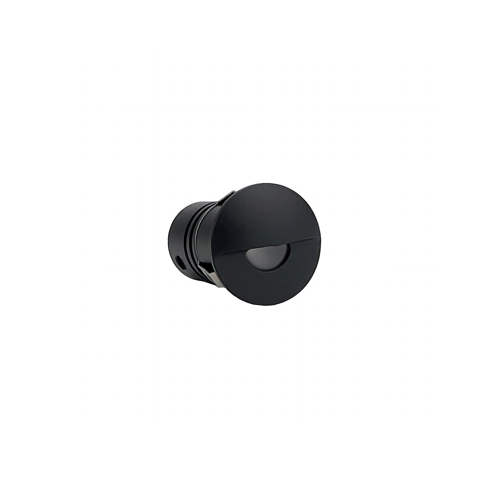 Balizador Nordecor Mini Romi Redondo De Embutir Alto Irc 90 Led 1w Bivolt Preto 3000k Luz Amarela