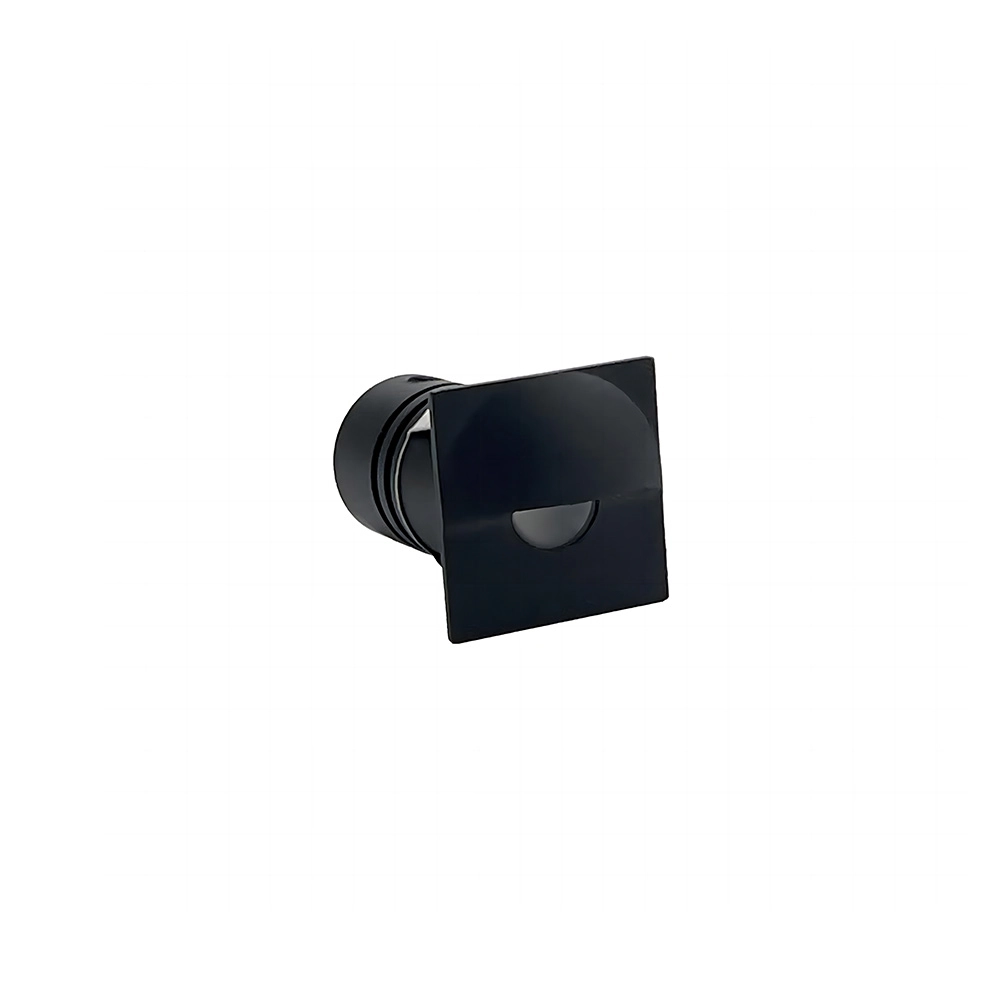 Balizador Nordecor Mini Romi Quadrado De Embutir Alto Irc 90 Led 1w Bivolt Preto 3000k Luz Amarela