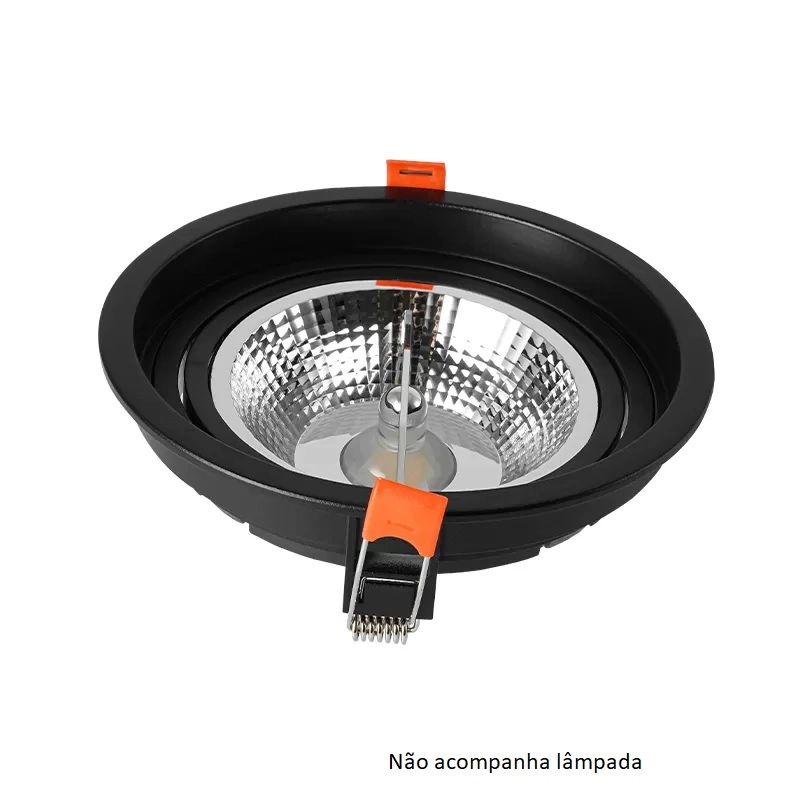 Spot Embutir Redondo Loyo Recuado Clic Mv P/ar111 Preto Abs-nordecor