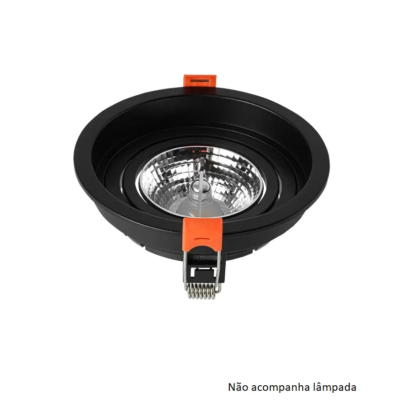 Spot Embutir Redondo Loyo Recuado Clic Mv P/ar70 Preto Abs-nordecor