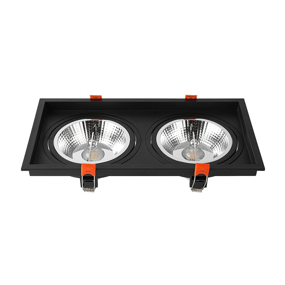 Spot De Embutir Recuado Nordecor Loyo Para 2 Lâmpadas Ar111 Gu10 Preto