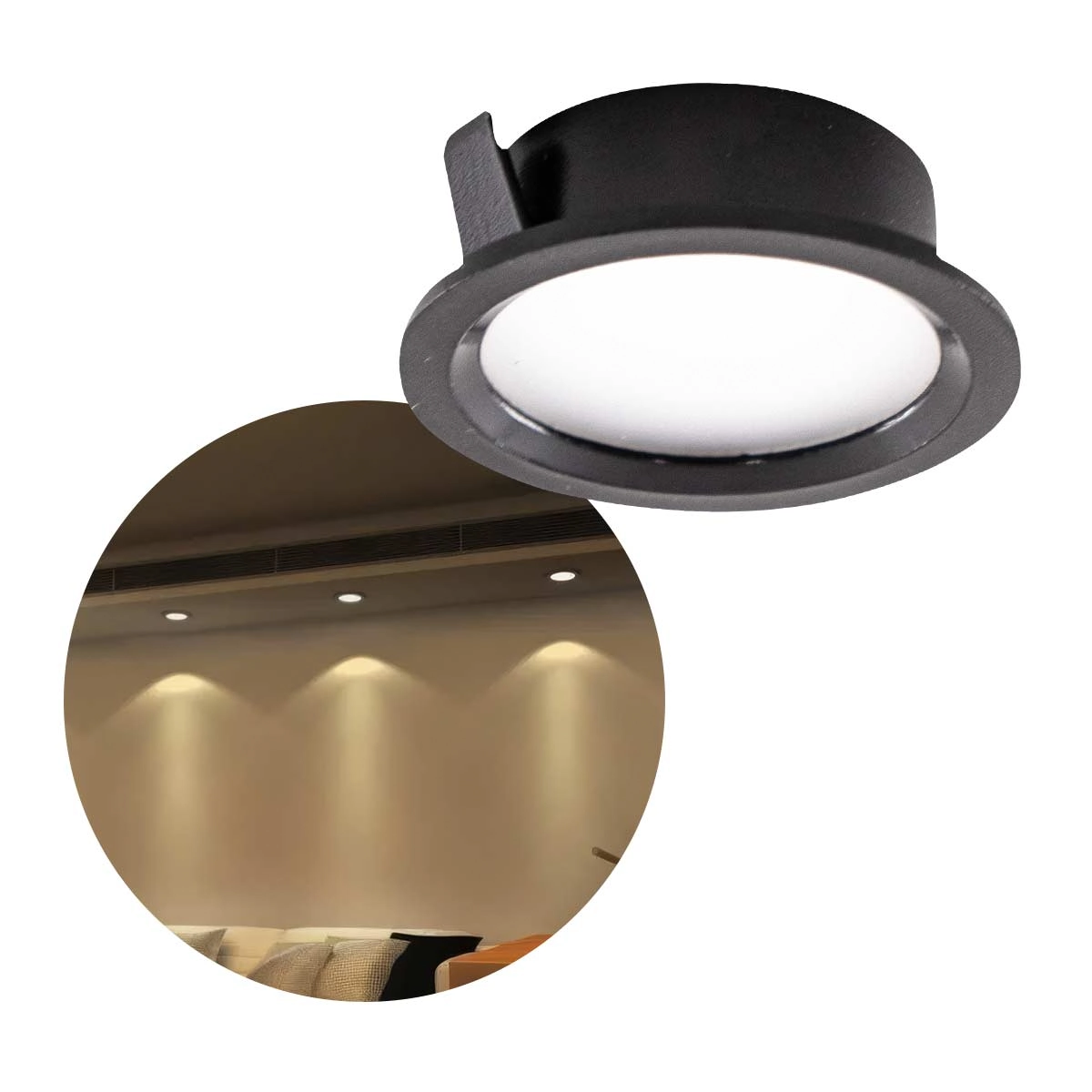 Kit 2x Spot Led Embutir Alua Redondo Preto 2w 3000k Irc80 Nordecor St3153