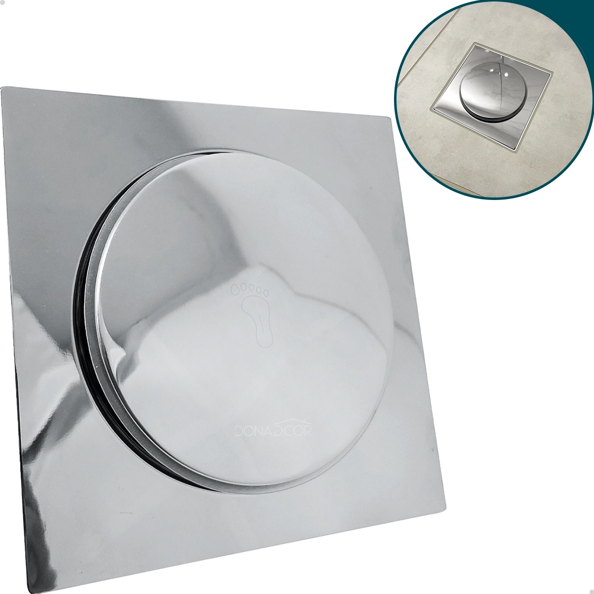 Ralo Click Inteligente Inox 15x15 Quadrado Para Banheiro Lavabo Escoamento Ralo Chão Para Box Antiodor