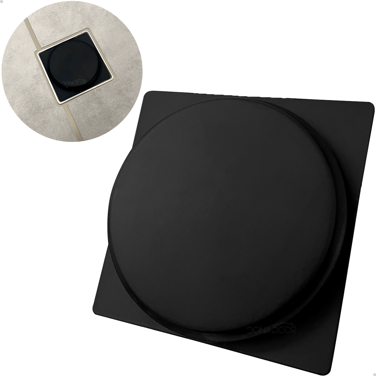 Ralo Click Preto 10x10 Ralo Inteligente Quadrado 10cm Aço Inox 201 Banheiro Lavabo Escoamento Box Antiodor