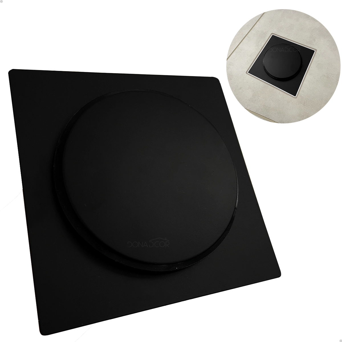 Ralo Click Preto 15x15 Ralo Inteligente Quadrado 15cm Aço Inox 201 Banheiro Lavabo Escoamento Box Antiodor