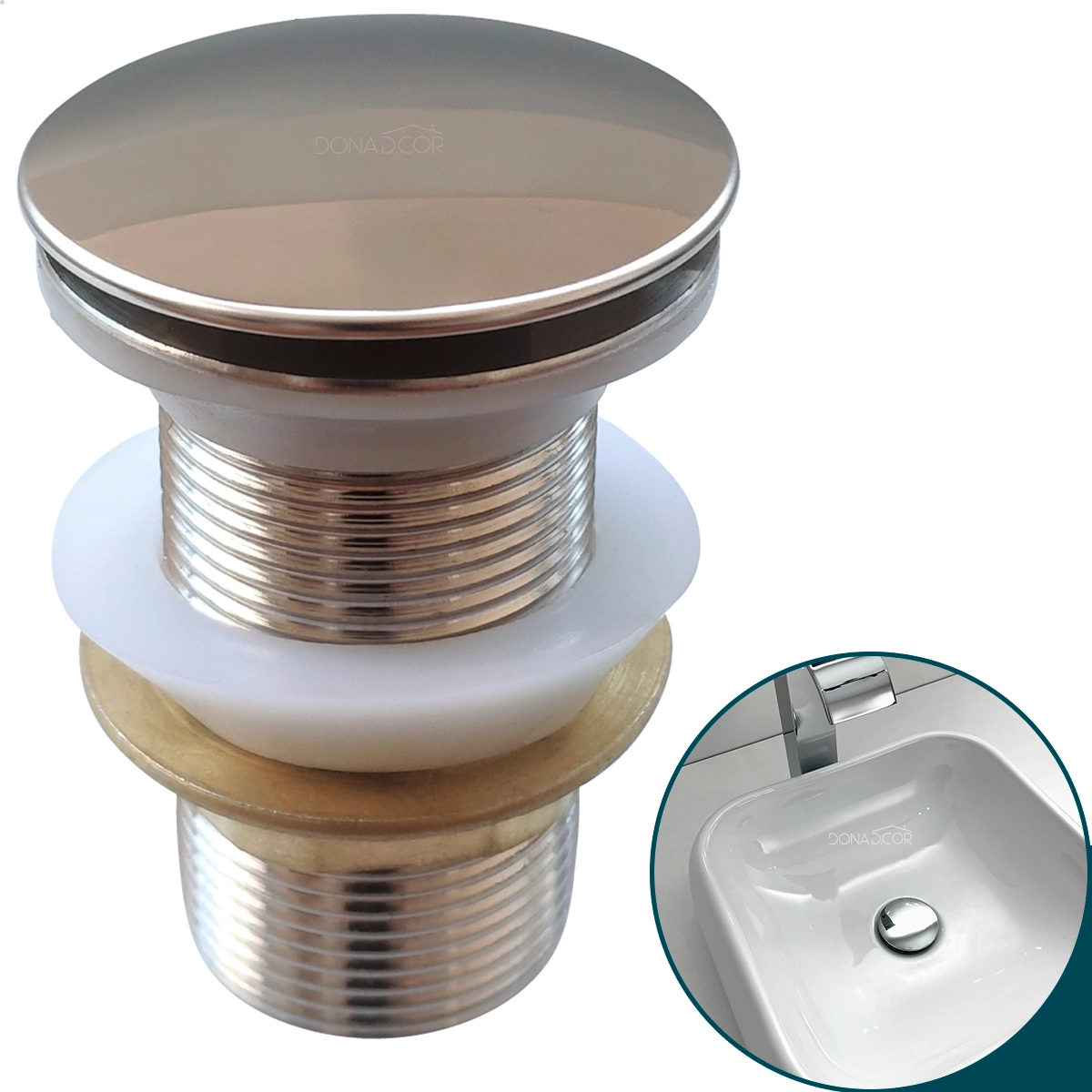 Válvula Click 1 1/4 Ralo De Pia Cuba Banheiro Escoamento Lavabo Tampa Aço Inox Ralo Inteligente Antiodor 40mm
