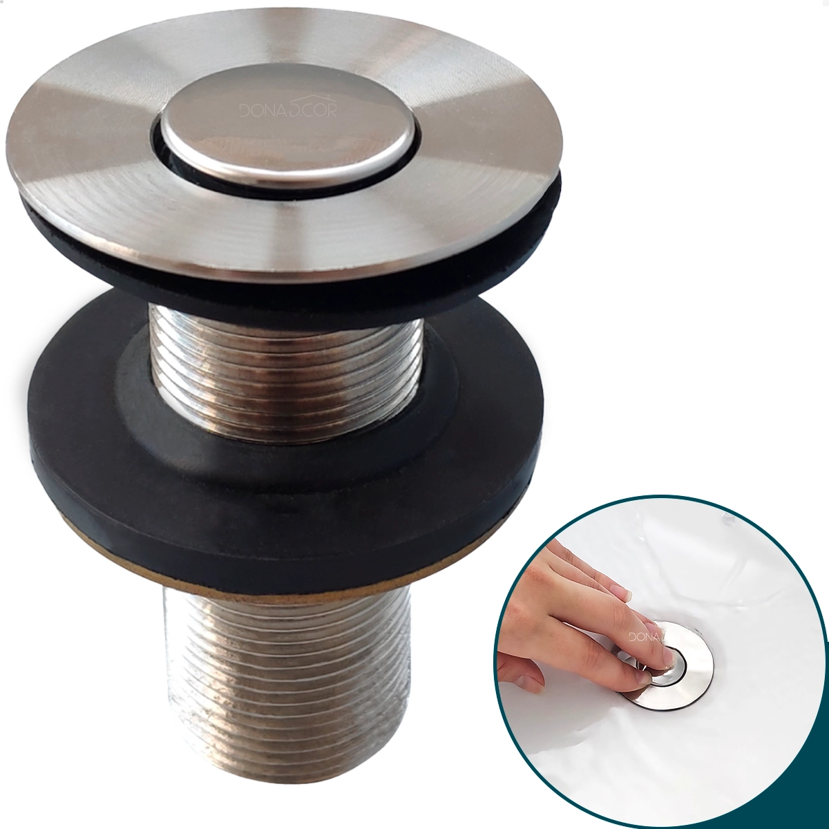 Valvula Click 7/8 Ralo De Pia Cuba Banheiro Escoamento 30mm Tampa Click Up Antiodor Lavabo Luxo Pia Lavatório