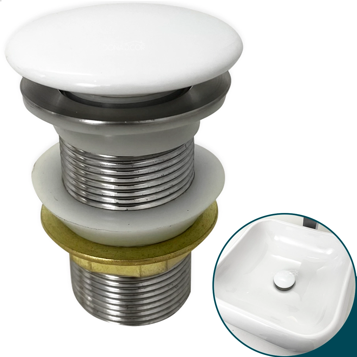 Valvula Click Cerâmica 1 1/4 Ralo Pia Banheiro Escoamento Cuba 40mm Lavabo Luxo Pia Lavatório Tampa Clic Branca Brilhosa